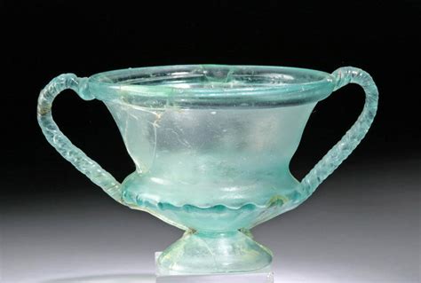 Roman Glass Kantharos 1st century common era 5.875" x 3.25"H Glass Vessel, Glass Art, 1st ...