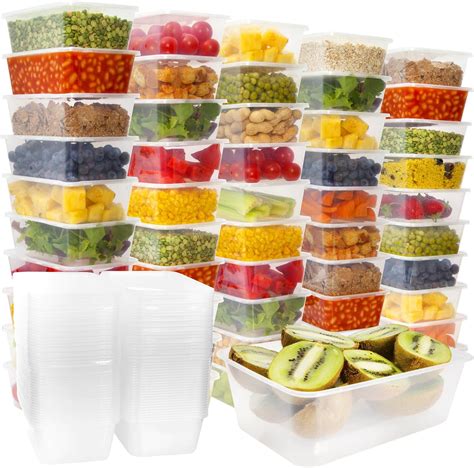 Amazon.com: 50 Plastic Food Storage Containers with Lids - Plastic Food ...