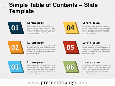Table Of Contents Template For Ppt