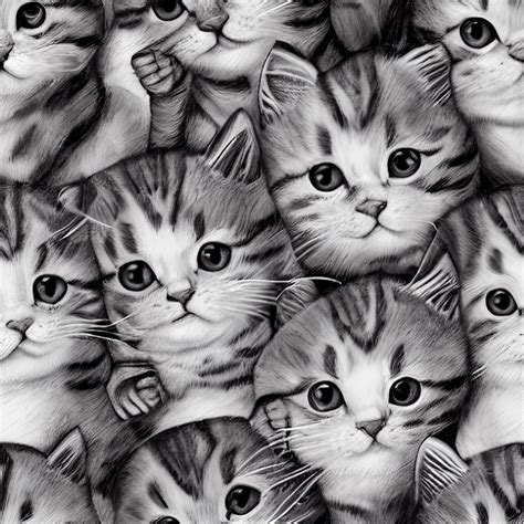 Kitten Line Art Pattern · Creative Fabrica