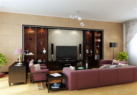 Living Hall with Wall Showcase 3D Model .max - CGTrader.com