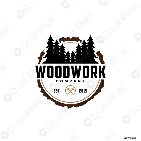 Wood work logo design templatecreative badge for woodwork ...