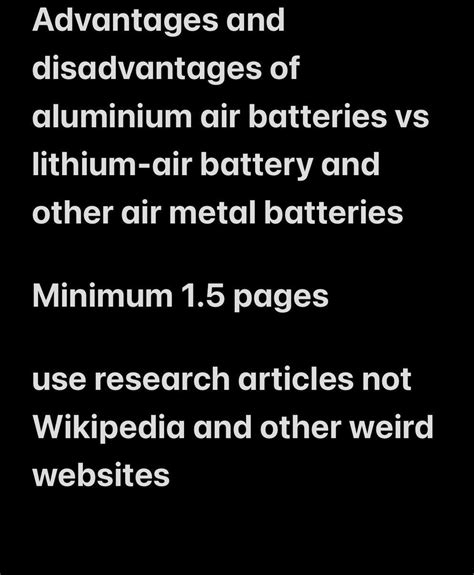 Solved Advantages and disadvantages of aluminium air | Chegg.com