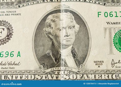 Portrait of President Thomas Jefferson on a 2 Dollar Bill . Close Up Stock Image - Image of bill ...