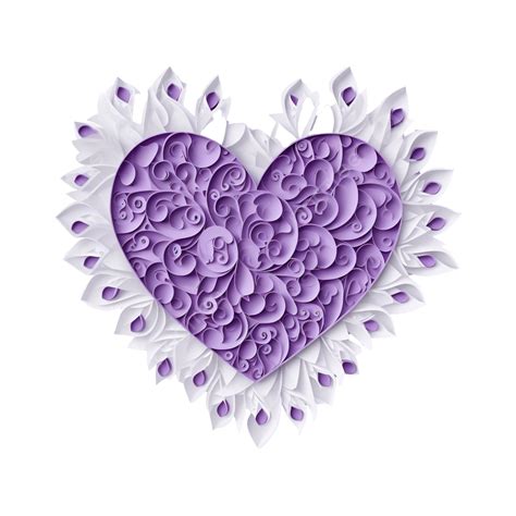 White And Purple Heart Paper Cut Style, Paper, Love, Relationship PNG ...