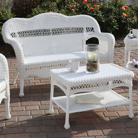 All-Weather Wicker Loveseat Sofa Resin Outdoor Patio Garden Furniture White | White wicker patio ...