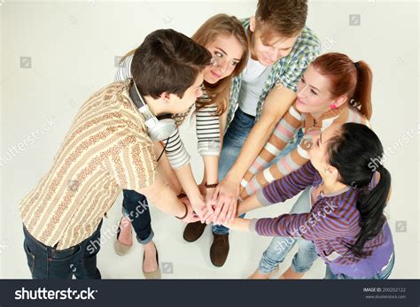 Large Group Friends Standing Together Isolated Stock Photo 200202122 ...