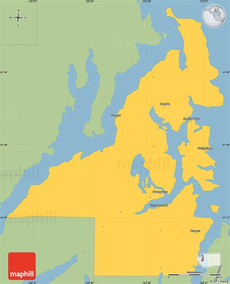 Savanna Style Simple Map of Kitsap County