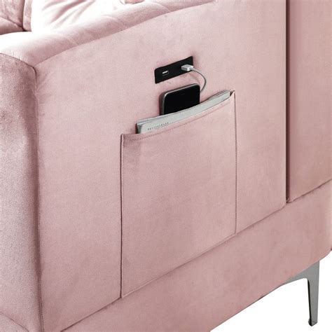 Destino Pink Velvet Modern Sectional