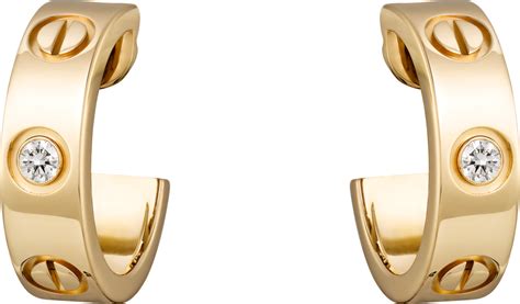 CRB8022900 - LOVE earrings, 2 diamonds - Yellow gold, diamonds - Cartier