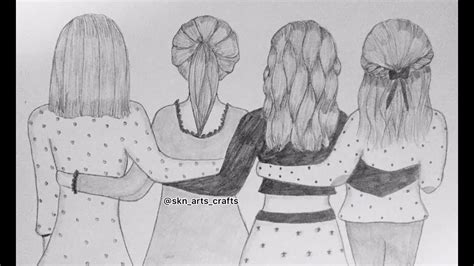 Four Friends Together Drawing