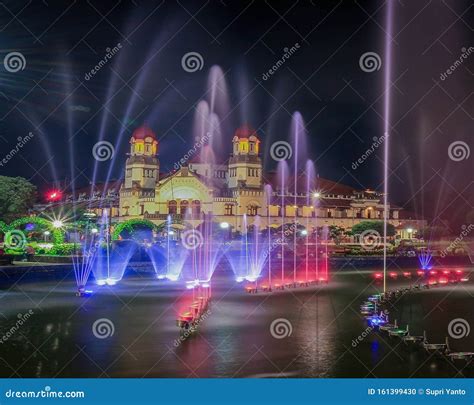 Lawang Sewu Architecture in the Night with Motion Waters Stock Photo ...