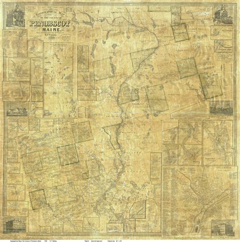 Map of Penobscot County, ME 1859 - Print of Wall Map