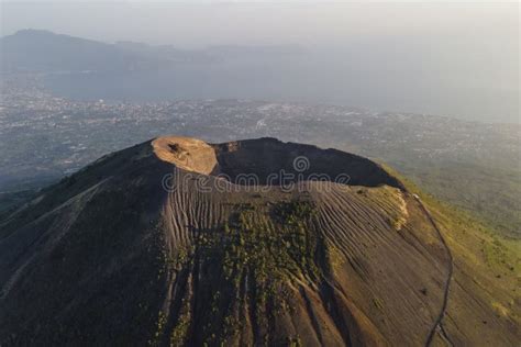 View of Mount Vesuvius Crater at Sunset, a Volcano in Naples, Campania ...