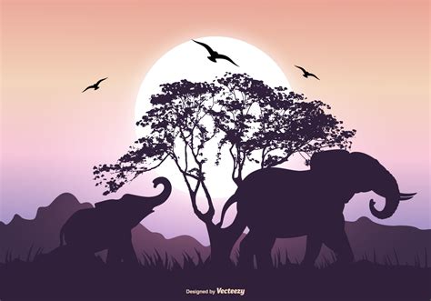 Elephant Silhouette Scene - Download Free Vector Art, Stock Graphics ...