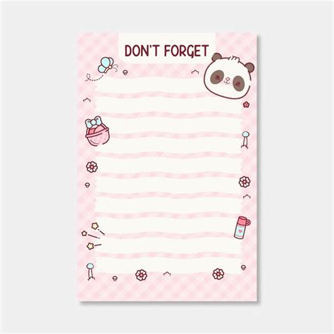 Premium Vector | To do list planner template with cute panda bear ...