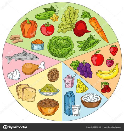 Healthy Food Plate Cartoon