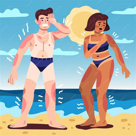 Free Vector | Cartoon people with a sunburn illustrated