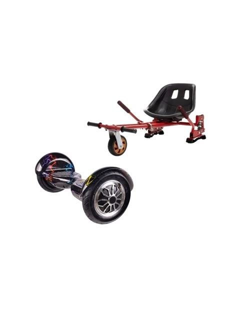 10 inch Hoverboard with Hoverkart, Suspension PRO Seat, Red, 15 km/h ...