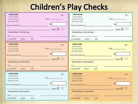 5+ Awesome Play Checks For Kids - Best kids worksheet template