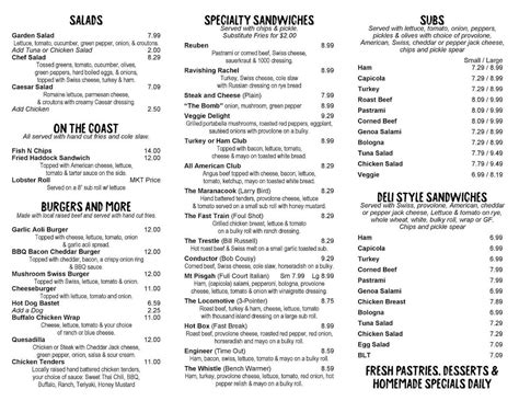 Menu at Ted's Trackside Grill restaurant, Winthrop