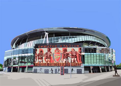 Emirates Stadium, Arsenal Football Club Illustration Art Print By Tomartacus