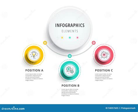 Business 3 Step Process Chart Infographics With Step Circles. Ci Vector ...