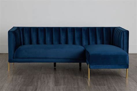 Bella Dark Blue Velvet Right Chaise Sectional