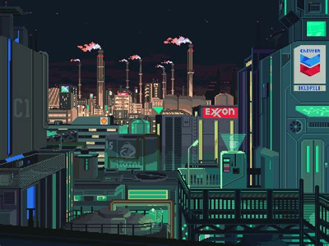 Industrial complex (Pixel art) : r/Cyberpunk