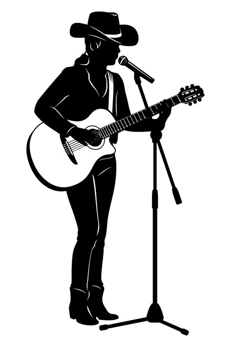 Silhouette of country singer woman. Vector clipart isolated on white. 25482042 Vector Art at ...