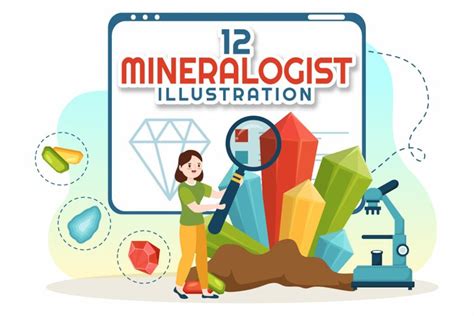 12 Mineralogist Vector Illustration