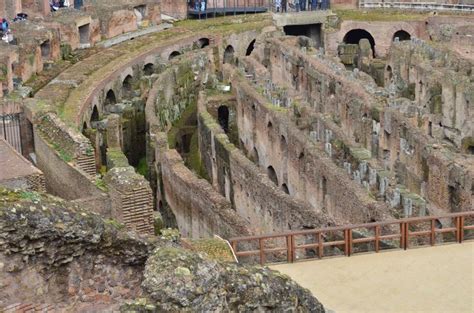 A view of the underground chambers of the Colosseum. This is where all of the animals, supplies ...