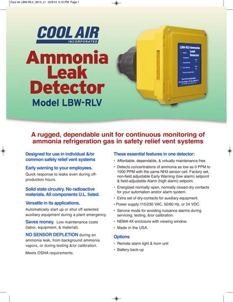 Ammonia Leak Detector - Cool Air Incorporated