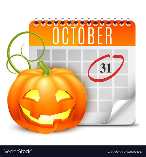 Halloween calendar Royalty Free Vector Image - VectorStock