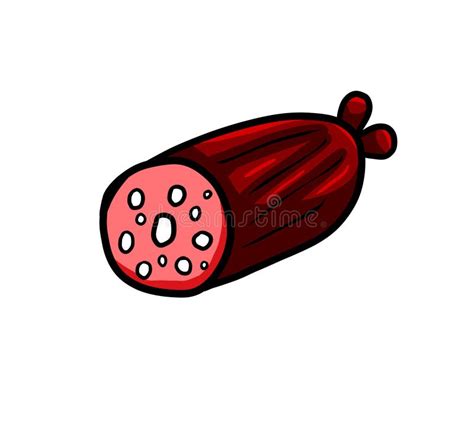 A Cartoon Yummy Salami stock illustration. Illustration of grill - 252180129