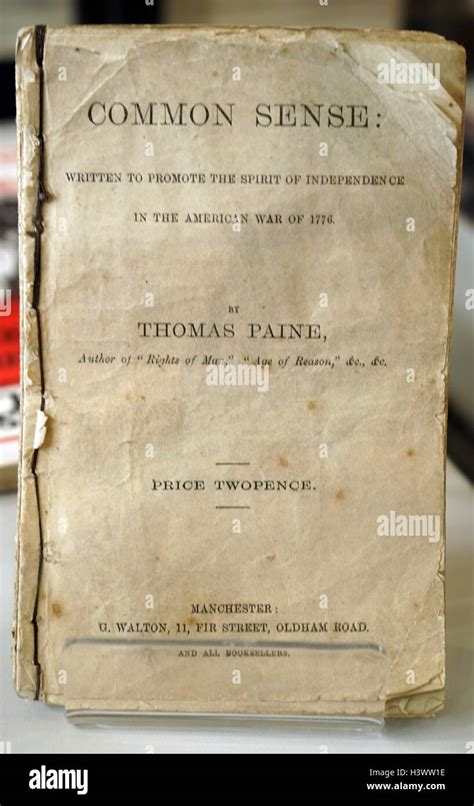 Cover page of Common Sense by Thomas Paine (1737-1809) an English ...