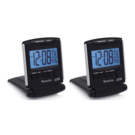 Westclox Folding Travel Alarm Clock Digital LCD Battery Operated Black ...