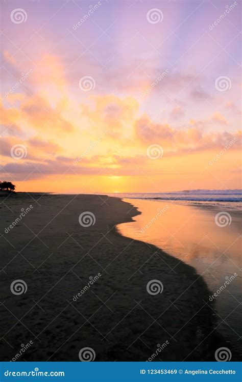 Tropical Sunrise Over Pacific Ocean Sandy Beach in Mexico Stock Image - Image of cloudy ...