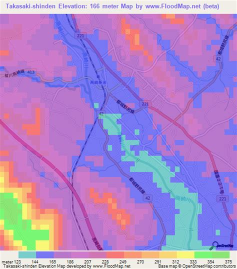 Elevation of Takasaki-shinden,Japan Elevation Map, Topography, Contour