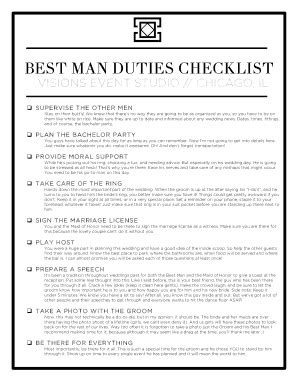 Fillable Online BEST MAN DUTIES CHECKLIST Fax Email Print - pdfFiller