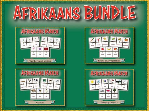 Afrikaans Vocabulary Match Bundle | Teaching Resources