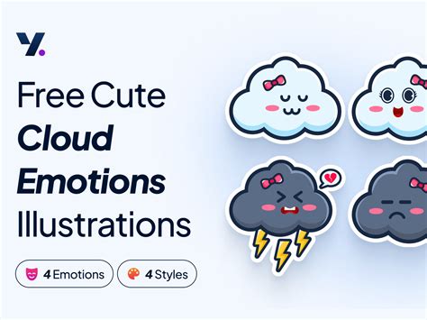 Free Cute Cloud Illustrations Pack - UIBundle