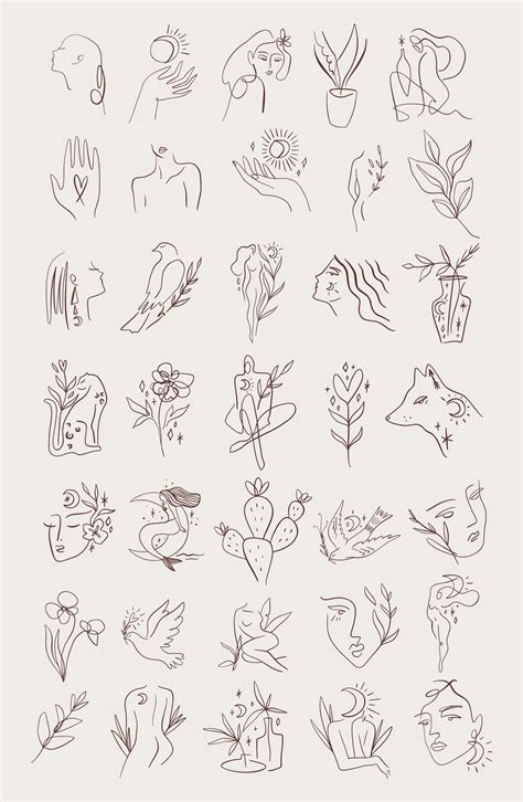 Line Art Bundle | Cute tiny tattoos, Simplistic tattoos, Tattoo flash art