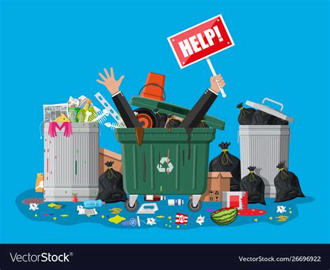 Garbage bin full trash overflowing container Vector Image