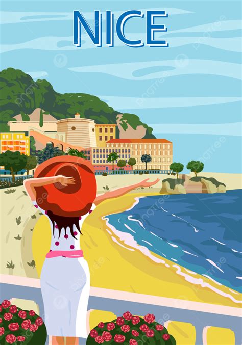 Nice French Riviera Coast Poster Vintage Template Download on Pngtree