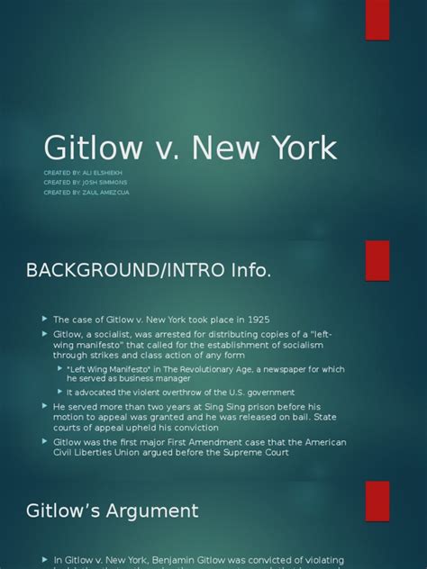 Gitlow v. New York | PDF | Fourteenth Amendment To The United States ...