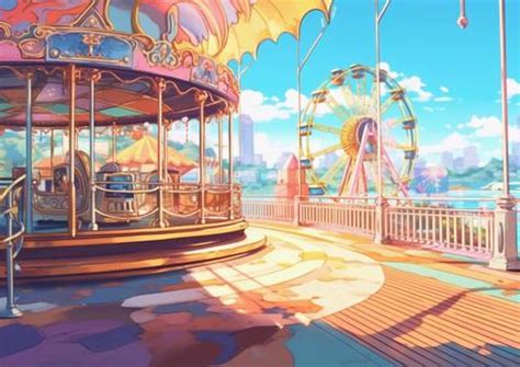 Free Vectors | Theme park amusement park cartoon background with ferris wheel