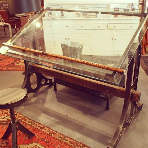 Glass top industrial drafting table | Flickr - Photo Sharing!