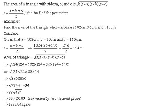 Area of a Scalene Triangle using Herons Formula - Grade 8 - Mathematics - kwizNET Math/Science ...