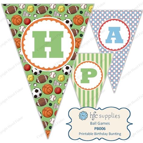 Sports Party printable Bunting Happy Birthday banner